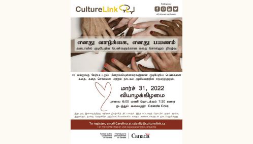 கனடாவில்  CultureLink சேவை நிறுவனம் ஆதரவற்ற பெண்களுக்காக நடத்தும் கதைகள் சொல்லும் அமர்வு