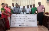மறைந்த ஷீலா சுகுமார் அவர்களின் ஞாபகார்த்தமாக யாழ்ப்பாணம் வைத்தியசாலைக்கு வழங்கப்பெற்ற 5 மில்லியன் ரூபாய்களுக்கான காசோலை