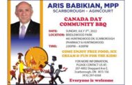 Canada Day Celebrations, hosted by Scarborough Agincourt MPP, Mr. Aris Babikian