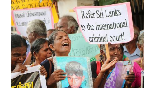Tamil Mothers reject 'Money for life'; seek perpetrators jailed by ICC Probe