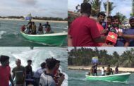 குடத்தனை வடக்கு அன்னை வேளாங்கன்னி ஆலய திருநாளை முன்னிட்டு முதுகில் செடில் குத்தி 10 கடல் மைல் தூரம் படகினை இழுத்து சாதனை!
