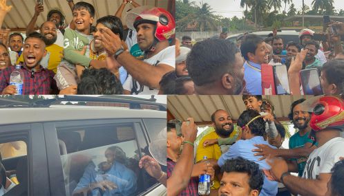 மன்னார் நீதிமன்றத்தினால் விடுதலையான வைத்திய அர்ச்சுனாவுக்கு ஆயிரக்கணக்கான மக்கள்  கூடி அமோக வரவேற்பு