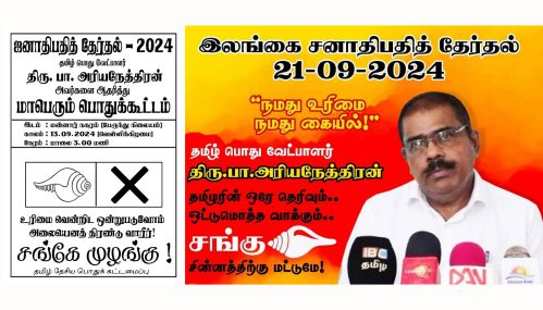 மன்னாரில் ஜனாதிபதி தமிழ் பொது வேட்பாளர் பா.அரியநேத்திரனை ஆதரித்து மாபெரும் பொதுக்கூட்டம்