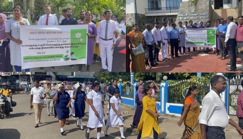 மன்னாரில் சர்வதேச உளநல தினத்தையொட்டி  விழிப்புணர்வு ஊர்வலம்