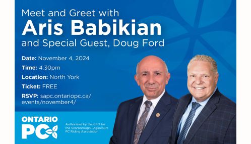 Meet and Greet with MPP Aris Babikian and Special Guest, Premier Doug Ford