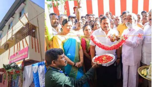 வியாசர்பாடி ரவீஸ்வரர் கோவில் சார்பில் கட்டப்பட்டுள்ள திருமண மண்டபத்தை திறந்து வைத்தார் அமைச்சர் சேகர்பாபு