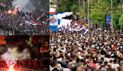 செர்பியாவில் அரசுக்கு எதிராக பொதுமக்கள் போராட்டம் - காவல்துறை தடியடி