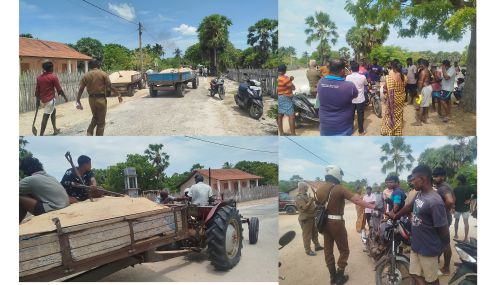 பிரதேச மக்களின் எதிர்ப்பின் மத்தியிலும் நல்லூர்க் கந்தன் திருவிழாவுக்கு பொலிஸ் பாதுகாப்புடன் மண் விநியோகம்!