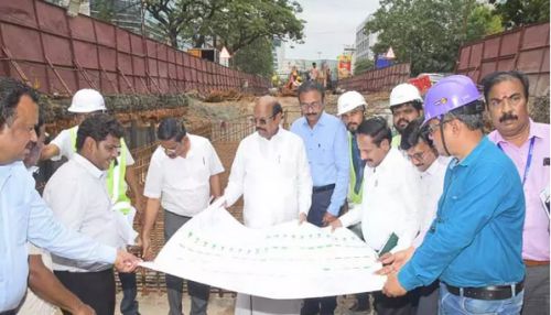 ரூ.621 கோடி மதிப்பீட்டில் மேம்பால கட்டுமான பணி - அமைச்சர் எ.வ.வேலு ஆய்வு