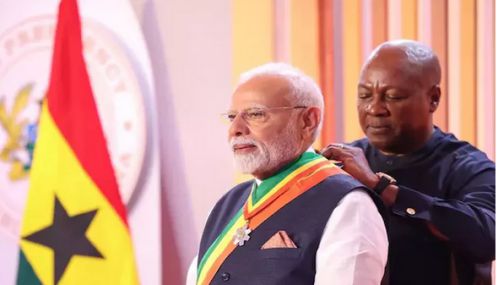 பிரதமர் மோடிக்கு கானா நாட்டின் உயரிய விருது வழங்கி கவுரவம்