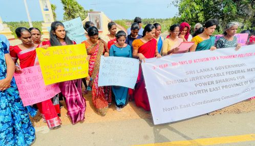 சமஸ்டி முறையில் அதிகார பகிர்வு வேண்டி மாந்தை மேற்கு  அந்தோனியார் புரம் கிராமத்தில்  கவனயீர்ப்பு நிகழ்வு