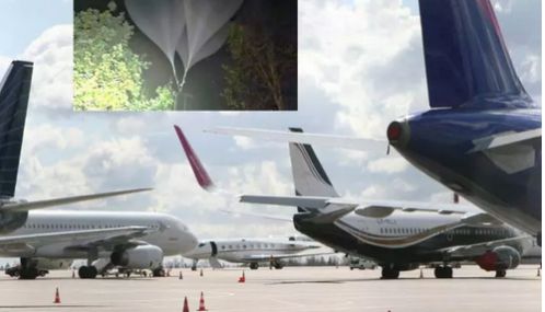 விமான நிலையம் அருகே பறந்த மர்ம பலூன்கள் - விமான சேவை நிறுத்தம்