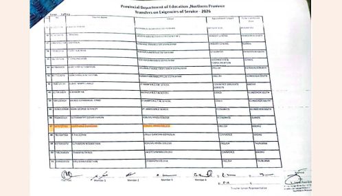 வடக்கு மாகாணக் கல்வித் திணைகளம் வெளியிட்டுள்ளஆசிரியர் இடமாற்றப் பட்டியலில் யாழ்ப்பாணத்திலிருந்து வெளிநாடு சென்ற ஆசிரியரின் பெயர்!