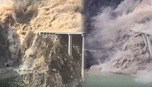 சீனாவில் புதிதாக திறக்கப்பட்ட பாலம் நிலச்சரிவால் இடிந்து விழுந்தது