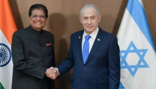 மத்திய அமைச்சர் பியூஷ் கோயல் இஸ்ரேல் பிரதமர் பெஞ்சமின் நெதன்யாகுவுடன் சந்திப்பு