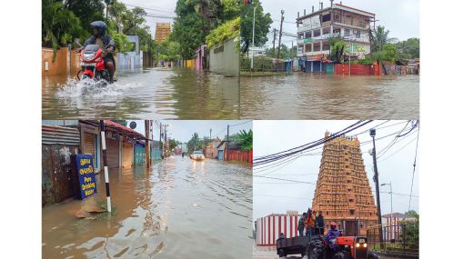 யாழ்ப்பாணம் நல்லூர்க் கந்தன் ஆலயம் அமைந்துள்ள பகுதியின் பல வீதிகளும் வீடுகளும் வெள்ளத்தில் மூழ்கின