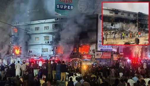 பாகிஸ்தான்: வணிக வளாக தீ விபத்தில் 14 பேர் உயிரிழப்பு