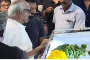 பாக்யராஜ் உடலுக்கு நடிகர் ரஜினிகாந்த் நேரில் அஞ்சலி செலுத்தினார்