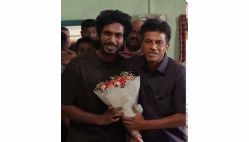 நடிகர் சிவராஜ்குமார் 40வது திருமண நாளை படப்பிடிப்பு தளத்தில் கொண்டாடினார்