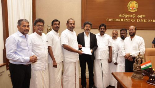 கஜேந்திரகுமார் பொன்னம்பலம் தலைமையில் தமிழ்த் தேசியப் பேரவையினர்  தமிழக முதலமைச்சர் விஜய் அவர்களை சந்தித்தனர்