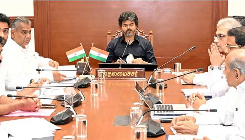 மேகதாது அணை விவகாரம் தொடர்பாக சட்ட வல்லுநர்களுடன் முதல் - அமைச்சர் விஜய் ஆலோசனை நடத்தினார்