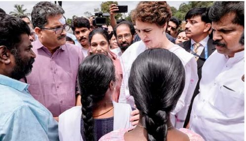 வயநாடு நிலச்சரிவில் பாதிக்கப்பட்டோரை நேரில் சந்தித்து பிரியங்கா காந்தி ஆறுதல் கூறினார்
