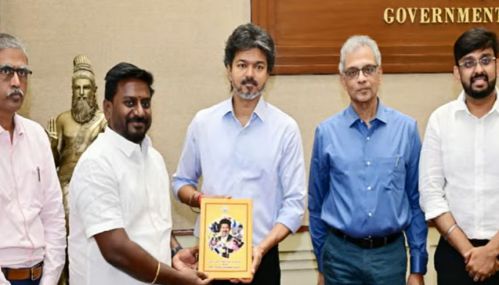 தமிழக வெற்றி கழக அரசின் 100 நாள் சாதனை மலரை முதலமைச்சர் விஜய் வெளியிட்டார்