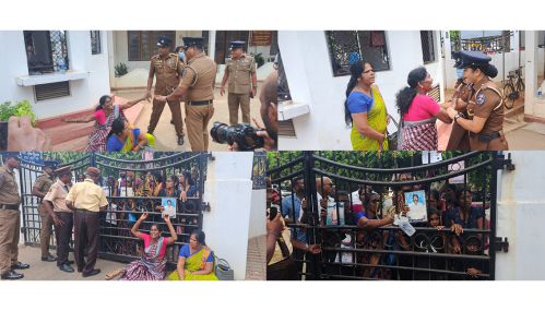 காணாமல் ஆக்கப்பட்டவர்கள் தொடர்பாக யாழ்ப்பாணத்தில் நடைபெற்ற அரச நிகழ்வைக் கண்டித்து பாதிக்கப்பட்ட மக்கள் நடத்திய  போராட்டம்!