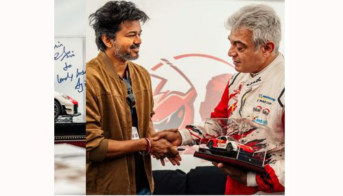 முதல்-அமைச்சர் விஜய் நடிகர் அஜித்துக்கு கார் பொம்மை ஒன்றை பரிசளித்துள்ளார்