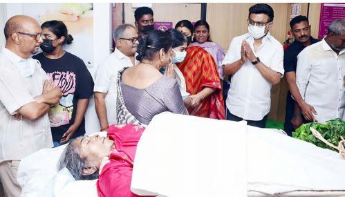 சிவாஜிகணேசன் மகள் சாந்தி உடலுக்கு மு.க.ஸ்டாலின் அஞ்சலி செலுத்தினார்