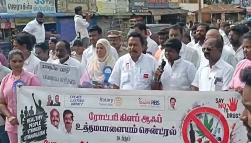 தேனியில் போதை ஒழிப்பு விழிப்புணர்வு பேரணியை ஜெகநாத் மிஸ்ரா எம்.எல்.ஏ. தொடங்கி வைத்தார்